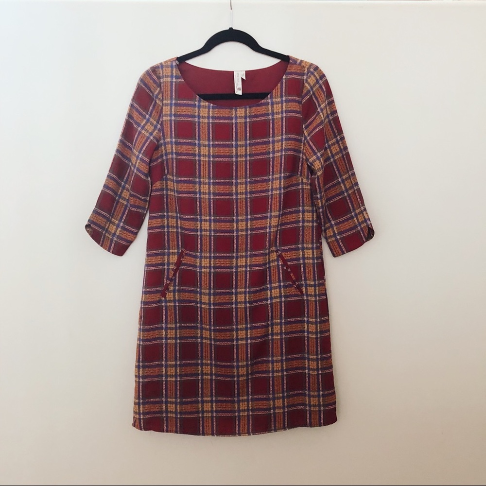 Plaid short mod shift dress
